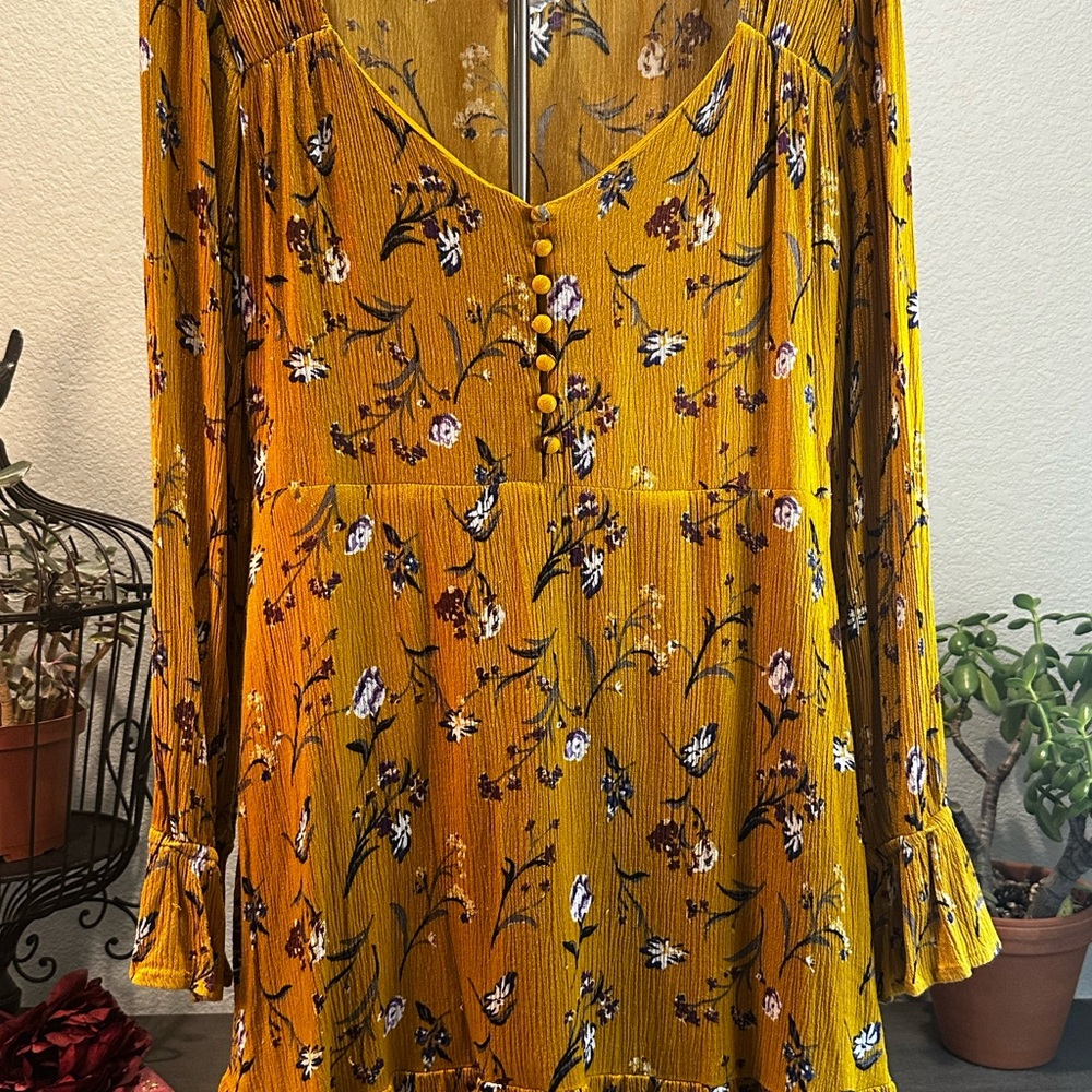 Loveriche Mustard Floral Dress